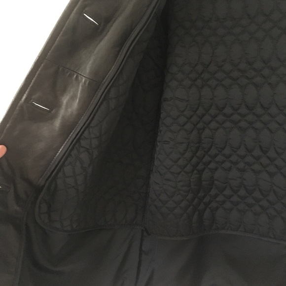 Women’s black leather coat with liner - Picture 3 of 7